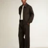 Chaqueta con cremallera para hombre en gabardina de lana negra