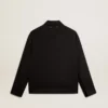 Chaqueta con cremallera para hombre en gabardina de lana negra