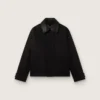 Chaqueta corta acolchada para hombre en algodón negro con cuello de cuero