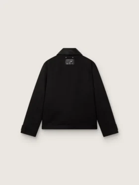 Chaqueta corta acolchada para hombre en algodón negro con cuello de cuero