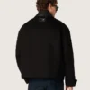 Chaqueta corta acolchada para hombre en algodón negro con cuello de cuero