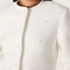 Chaqueta de corte cuadrado para mujer en algodón bouclé con abalorios por toda la prenda