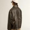 Chaqueta de cuero napa marrón envejecido para mujer