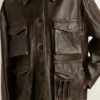 Chaqueta de cuero napa marrón envejecido para mujer