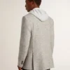 Chaqueta de doble botonadura para hombre en seda gris y lana con diseño de chevrón