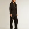 Chaqueta de esmoquin para mujer en gabardina de lana negra