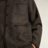 Chaqueta de lana gris jaspeada con cierre de botones