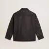 Chaqueta de lana gris jaspeada con cierre de botones