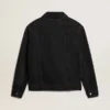 Chaqueta de mezclilla negra de un solo lavado para hombre