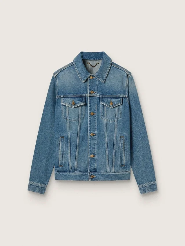 Chaqueta de mezclilla para hombre con lavado medio
