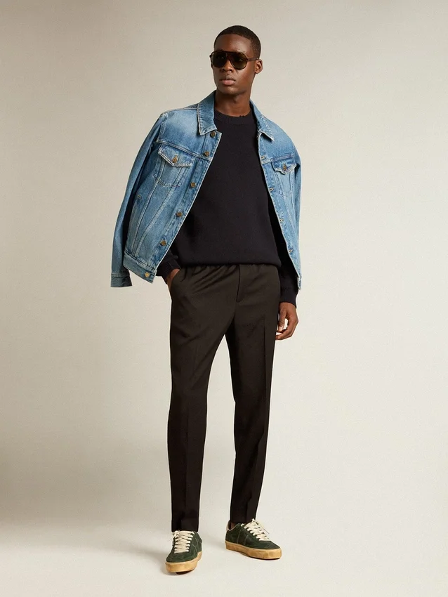 Chaqueta de mezclilla para hombre con lavado medio