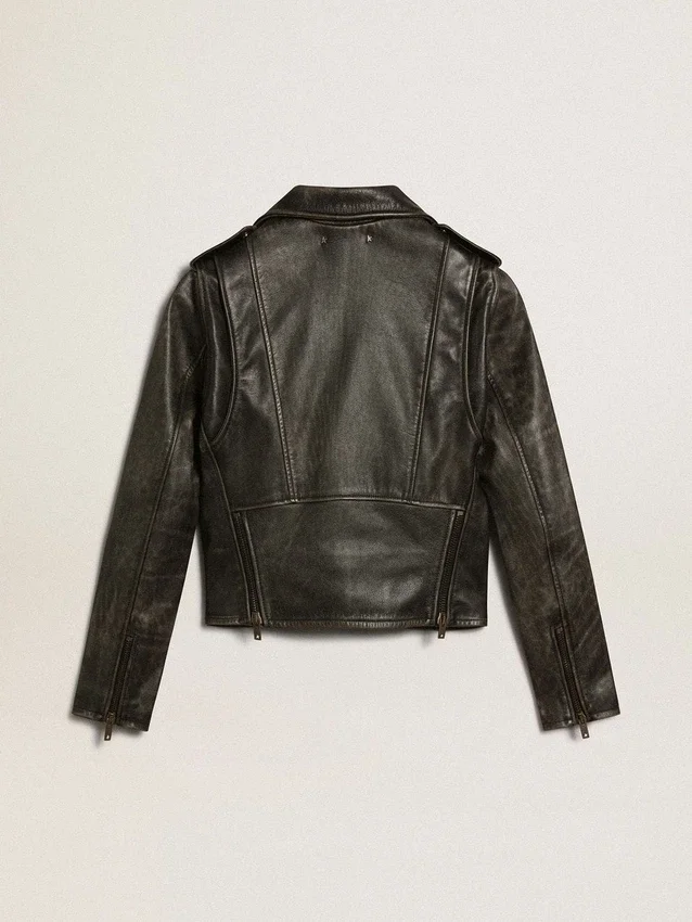 Chaqueta de motociclista de cuero para mujer