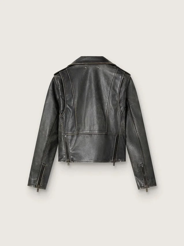 Chaqueta de motociclista de cuero para mujer
