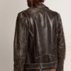Chaqueta de motociclista para hombre en cuero desgastado