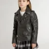 Chaqueta de motociclista para niños en cuero desgastado