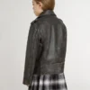 Chaqueta de motociclista para niños en cuero desgastado