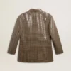 Chaqueta de pata de gallo para mujer con bordado de lentejuelas en toda la prenda
