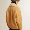 Chaqueta de piel de oveja para mujer con cuello chal ancho de piel de oveja