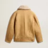 Chaqueta de piel de oveja para mujer con cuello chal ancho de piel de oveja