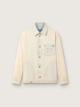 Chaqueta de trabajo para hombre en denim color arena claro