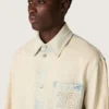 Chaqueta de trabajo para hombre en denim color arena claro