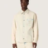 Chaqueta de trabajo para hombre en denim color arena claro