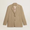 Chaqueta de un solo pecho para hombre, de rayas finas color beige y corte oversize