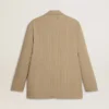 Chaqueta de un solo pecho para hombre, de rayas finas color beige y corte oversize