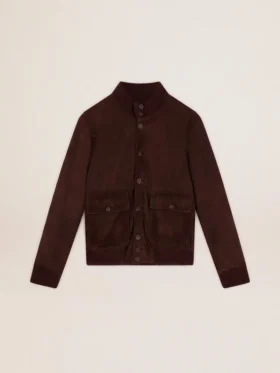 Chaqueta de vuelo de la Golden Collection en gamuza marrón oscuro