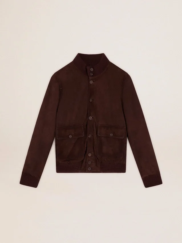 Chaqueta de vuelo de la Golden Collection en gamuza marrón oscuro
