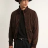 Chaqueta de vuelo de la Golden Collection en gamuza marrón oscuro