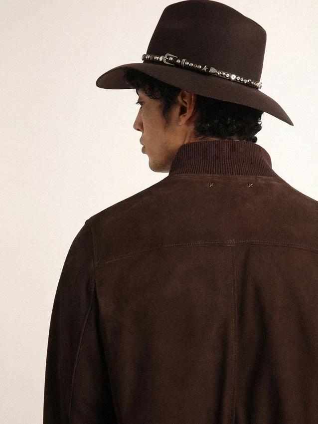 Chaqueta de vuelo de la Golden Collection en gamuza marrón oscuro