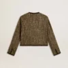 Chaqueta Journey para mujer en tweed de lana con detalles de gamuza color café
