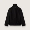 Chaqueta oversize para mujer en sarga de algodón negra con bordado floral de lentejuelas