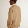 Chaqueta para hombre de cuero nobuk color travertino con mangas y espalda de mezcla de lana
