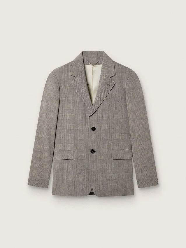 Chaqueta para hombre de lana gris con diseño de cuadros Príncipe de Gales