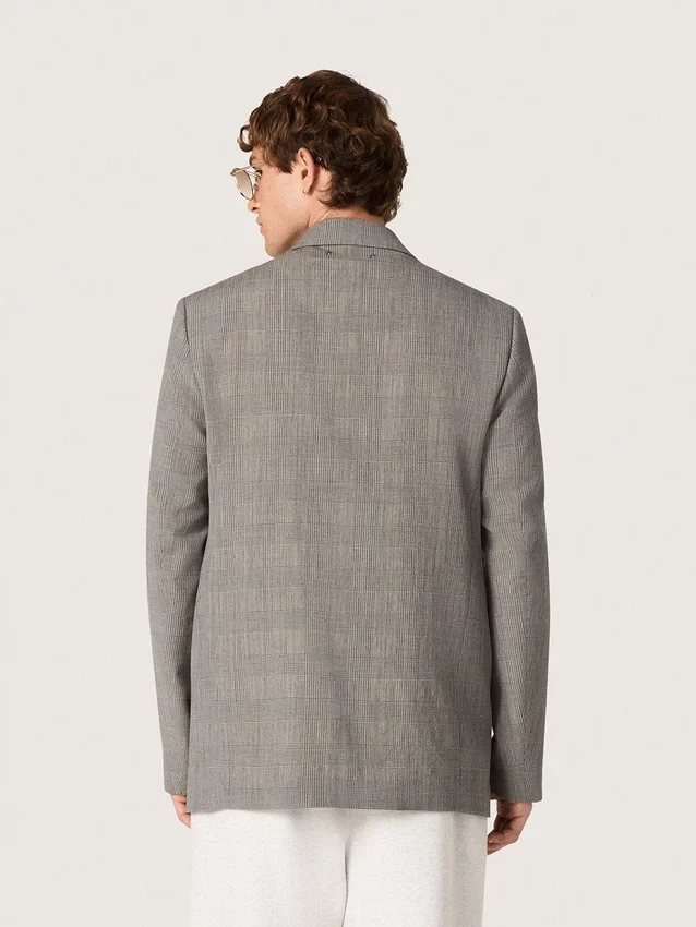 Chaqueta para hombre de lana gris con diseño de cuadros Príncipe de Gales