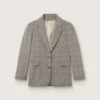 Chaqueta para mujer en estampado de cuadros Príncipe de Gales gris con bordado de cristales