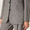 Chaqueta para mujer en estampado de cuadros Príncipe de Gales gris con bordado de cristales