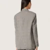Chaqueta para mujer en estampado de cuadros Príncipe de Gales gris con bordado de cristales