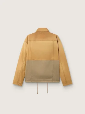 Chaqueta safari unisex de algodón en beige y verde militar con bolsillos extragrandes