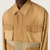 Chaqueta safari unisex de algodón en beige y verde militar con bolsillos extragrandes