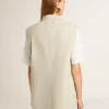 Chaqueta sin mangas de mezcla de lana color caqui para mujer