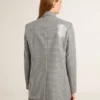 Chaqueta tipo «boyfriend» de lana con doble botonadura, en microcuadros de pata de gallo y lentejuelas