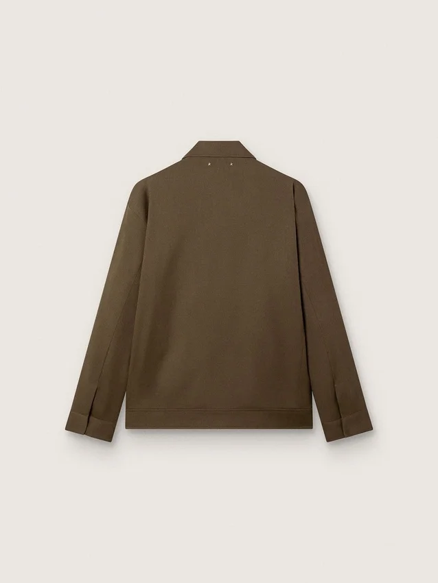 Chaqueta tipo coach de gabardina de lana para hombre con bordados