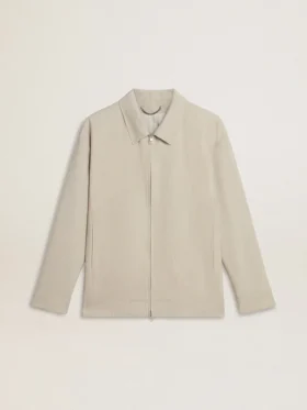 Chaqueta tipo coach para hombre en mezcla de lana color caqui