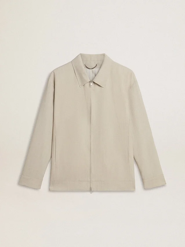 Chaqueta tipo coach para hombre en mezcla de lana color caqui
