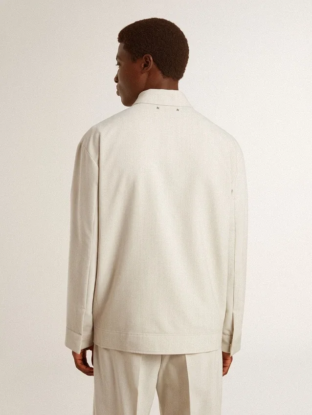 Chaqueta tipo coach para hombre en mezcla de lana color caqui