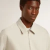 Chaqueta tipo coach para hombre en mezcla de lana color caqui
