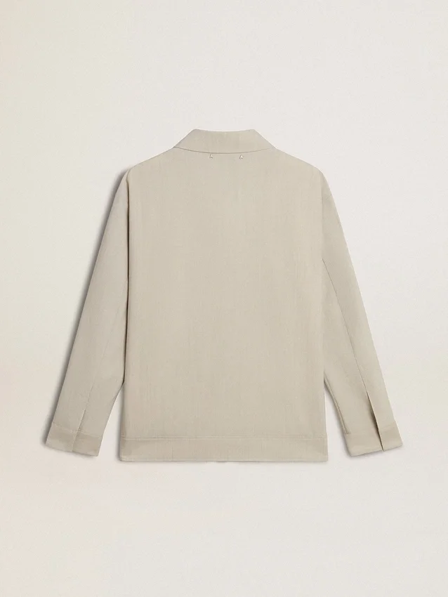 Chaqueta tipo coach para hombre en mezcla de lana color caqui